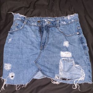 Distressed Denim Skirt